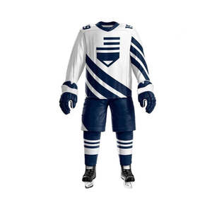 Conjunto de Jersey de Hockey sobre Hielo Personalizado, Blanco y Dorado, Sin Mangas, Impresión Digital, Transpirable, 100% Poliéster, Unisex, para Adultos - Product Image 1