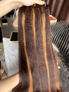 SHIN HAIRS <b>Hot</b> Selling 180% Density Kinky Vietnamese Human Hair Virgin Cuticle Aligned Double Drawn Weave Bundles for Black - Product Image 3