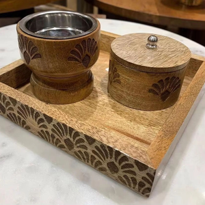 Elegant Wooden Bakhoor <b>Incense</b> <b>Burner</b> Set with Tray Traditional Arab Fragrance Holder by Decor World Expo - Product Image 1