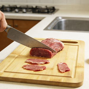 Ensemble de 3 planches à découper en bambou réversibles avec rainure profonde pour les jus, compatibles lave-vaisselle, pour la préparation de la viande, du fromage et des légumes en cuisine - Product Image 4