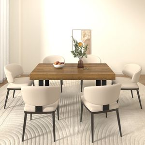 Tavolo da Pranzo Rettangolare Allungabile per 6-10 Persone in Legno Effetto Invecchiato e Nero 160-200 cm - Product Image 6
