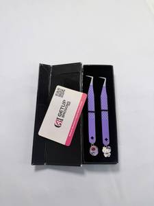 Pince à épiler GETUP BROSONS IMPEX GBI-EET-3290e4fns 90 Boot Purple Star pour extensions de cils, en acier inoxydable, à fibres lisses et de précision - Product Image 4