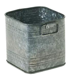 Vente en gros de jardinières carrées rustiques en métal galvanisé, pots à fleurs vintage en zinc, seaux décoratifs de jardin en étain avec poignées - Product Image 1