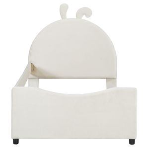 Lit de repos capitonné beige taille twin avec tête de lit en forme d'oreilles de lapin pour enfants - WF308907AAA - Product Image 3