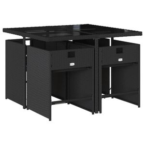 Ensemble de salle à manger de patio en rotin noir 4 places, résistant aux intempéries, mobilier de jardin extérieur, style contemporain - Product Image 3