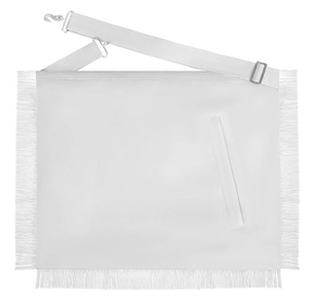 Past Grand Master Blue Lodge <b>Apron</b> - All <b>White</b> With Wreath & Pillars High End Masonic <b>Aprons</b> produced with fine materials - Product Image 2