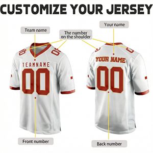Custom Sublimated American Football Jersey <b>Men's</b> Short Sleeve V-Neck Breathable Mesh Team Name Number Printed All Seasons - Product Image 3