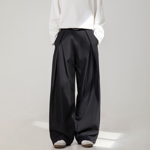 Pantalones Casuales de Pierna Ancha para Hombre, Tejido Grueso, Cierre de Botones, Transpirables, de Algodón, con Frente Plano, Resistentes al Agua, Lavado Ácido, Personalizados OEM 2026 - Product Image 3