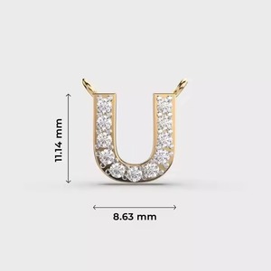 Unisex Platinum Plated 18K Solid Gold '<b>U</b>' Letter Alphabet Pendant Moissanite Claw Setting Luxury Hip Hop Style GCI IDGL - Product Image 6