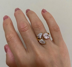 แหวนแฟชั่นสไตล์ Toi et Moi รับรองโดย IGI ทองคำขาว 14K น้ำหนัก 1.25 กะรัต แหวนหมั้นเพชรทรงลูกแพร์ เพชรเพาะเลี้ยงในห้องปฏิบัติการ แหวนแบบเปิด - Product Image 6