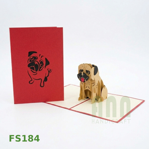 ANN HANDICRAFT Custom 3D Pop Greeting Cards Pug Dog Friendship Thank You Gift 4 Color Printed Vietnam Made <b>Paper</b> Die Cutting - Product Image 5