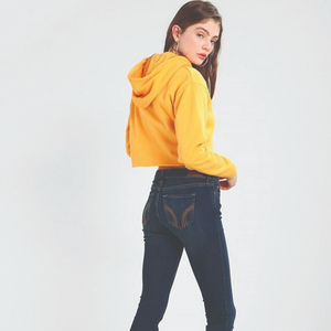 Sudadera Corta con Capucha para Mujer, Estilo Vintage, Cuello Redondo, 100% Algodón, Tejido French Terry, Logotipo Frontal, Sudadera de Otoño - Product Image 3