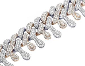 <b>Iced</b> <b>Out</b> Prong Link <b>Chain</b> Necklace Two Tone Hip Hop <b>Chain</b> Diamond Statement Necklace Luxury Rapper Jewelry Cuban Style <b>Chain</b> - Product Image 2