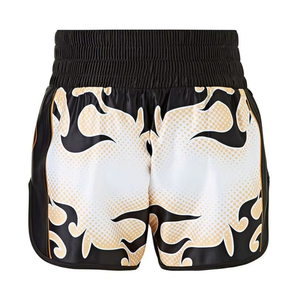 Pantalones Cortos de Muay Thai Blancos Dorados, Pantalones de Kickboxing de Satén Tradicionales, Ropa Profesional de Artes Marciales, Pantalones Cortos Personalizados para Equipos - Product Image 2