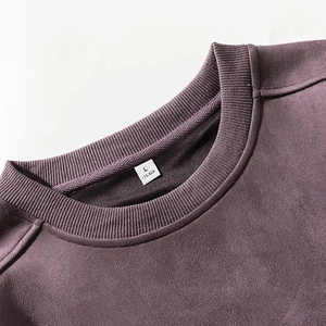 2025 New Style 100% Cotton Solid Color Oversized Stand Collar Pullover Sweatshirt for Men Winter Retro for <b>Couples</b> - Product Image 3