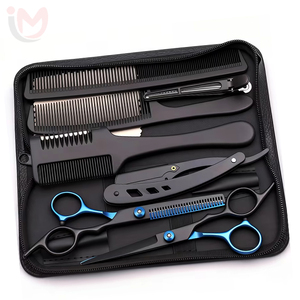Juego de Herramientas de Peluquería Profesionales de Acero Inoxidable de Alta Calidad con Tijeras, Peines y Cortapelos para Uso en Salón, Estuche Negro - Product Image 5