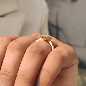 Unique Premium Quality Oval Cut Halo Setting <b>Ring</b> Stylish Jewelry Daily Wear Wedding Party Gift Available For Affordable Price - Product Image 3