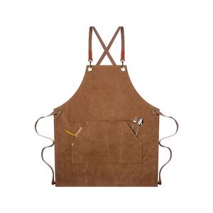 Luxury Salon Worker Uniform Lightweight Canvas Apron Multi-Pocket Hairdresser Vest Detachable Genuine Leather Straps Tattooist - Product Image 5