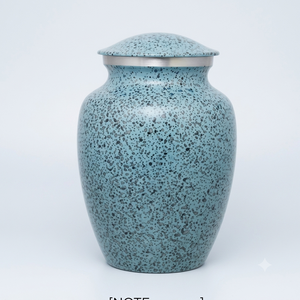 Handcrafted Blue Speckled Aluminum Oval Modern Cremation Urn Human Ashes Elegant Funeral Memorial Container Durable Keepsake Urn - Product Image 2