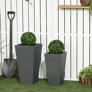 Set di 2 Vasi da Esterno in Ceramica Smaltata Grigia per Grandi Piante da Giardino - Product Image 2