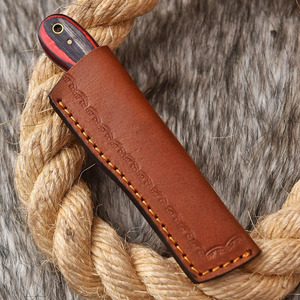 Couteau de survie multi-usage en acier Damas avec manche en bois et étui en cuir pour camping, chasse et EDC – Outil d'extérieur de qualité supérieure - Product Image 4