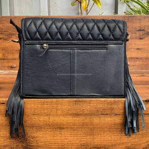 Créateur de mode femmes usiné à la main en cuir frange bandoulière enveloppe sac prix de gros diamant treillis matelassé pochette sacs à main - Product Image 5