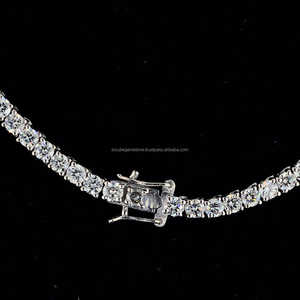 Venta al por mayor de joyería fina VVS collar de cadena de tenis moissanita de 3 MM con diamantes redondos de corte brillante para fiestas y compromisos - Product Image 3