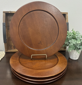 Al por mayor: Plato base de madera para boda, vajilla marrón, diseño clásico pulido hecho a mano, platos clásicos marrones - Product Image 1