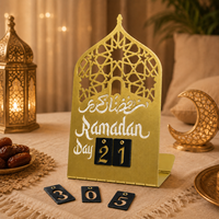 Calendario de Cuenta Regresiva para Ramadán en Metal Dorado, Decoración Islámica de Mesa para Eid, Exhibición en el Hogar, Venta al Por Mayor, OEM