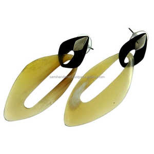 Pendientes de cuerno de Búfalo con aspecto de moda, accesorios de joyería para mujer, MOQ bajo, precio barato, producto multicolor al por mayor - Product Image 4