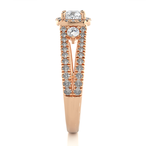 Bague Halo en Or Massif 14K avec Diamant de Laboratoire Taille Coussin de 0,96 Carat Certifié IGI, Bijou de Fiançailles Unisexe Ethnique Pavé - Product Image 4