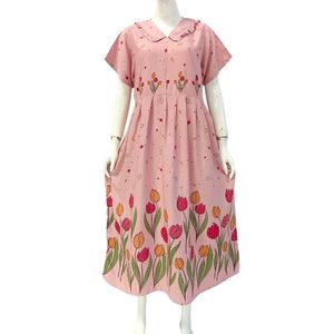 Robes décontractées mi-longues pour femmes, col en V à volants et fermeture éclair sur le devant, par Chrysanta - Product Image 4