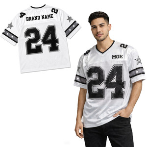 Maillot de football rétro Y2K unisexe coupe carrée à manches courtes 100 % polyester OEM, maillot de football américain respirant avec personnalisation de marque - Product Image 1