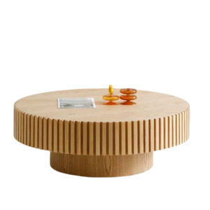 Table à thé ronde en bois massif moderne du milieu du siècle Table d'appoint basse en forme d'engrenage rond de salon rétro pour hôtel et appartement - Product Image 1