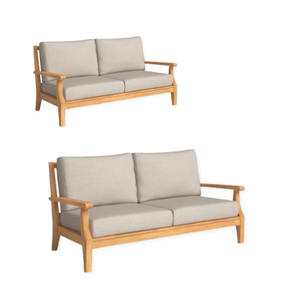 Canapé deux places en bois de teck de couleur marron personnalisable de style minimaliste - Product Image 3