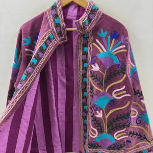 Fancy Handcrafted Suzani Velvet <b>Jacket</b> Floral Elephant Embroidery Style For Unisex Boho <b>Hippie</b> coat Indian Wholesaler Of <b>Jacket</b> - Product Image 1