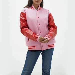 Chaqueta Universitaria Varsity para Mujer, Personalizada, de Lana con Mangas de Cuero, Estilo Béisbol, Servicio de Muestras para Pedidos al por Mayor OEM/ODM - Product Image 4