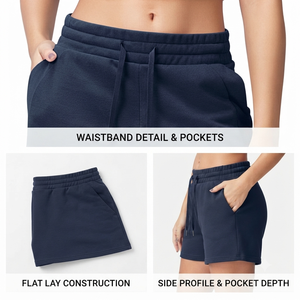 Pantalones Cortos Deportivos Casuales de Felpa de Algodón para Mujer, Corte Holgado, Cintura Elástica, con Bolsillos, Tejido Transpirable y Suave al Tacto - Product Image 4
