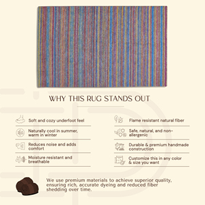 DECORDEC Multicolour Geometric Pattern Handmade Wool <b>Rug</b> Non-Slip Eco-Friendly <b>Thick</b> Pile Area Carpet for Living Room Bedroom - Product Image 6