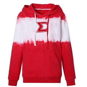 Custom Logo <b>Tie</b> <b>Dye</b> Hoodie Red White Women Fleece Pullover <b>Sweatshirt</b> with Chenille Applique Letter Embroidery factory direct - Product Image 2