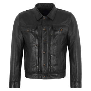Custom 100% Genuine Napa <b>Leather</b> Dave Bautista Inspired <b>Leather</b> <b>Jacket</b> Mens <b>Retro</b> Shirt Style Soft <b>Leather</b> Trucker <b>Jacket</b> - Product Image 5
