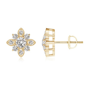 Boucles d'oreilles classiques en forme de grappe de fleurs avec diamants de laboratoire en or 10K 14K 18K et argent 925 935, bijoux élégants - Product Image 2