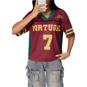 Maillot de football en mesh à col en V pour femme avec imprimé aigle numéro 25, haut de sport respirant à manches courtes - Product Image 4