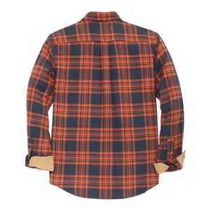 Camisa a cuadros naranja quemado para hombre, de algodón cepillado con interior de sherpa, abotonada, de manga larga, estilo rústico, camisas de franela para hombre - Product Image 2