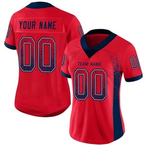 Nueva Camiseta de Fútbol Americano Personalizada 100% Poliéster, Estilo Drift, Color Rojo Escarlata y Azul Marino, Ligera - Product Image 4