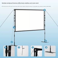 Écran de projection portable en tissu de projection, nouvelle version améliorée, plaque métallique, double support, intérieur, bureau, extérieur, camping