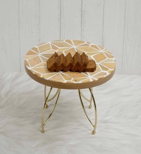 Premium Wooden <b>Cake</b> Display <b>Stand</b> with Decorative Gold Metal Base – Luxury Pedestal <b>Stand</b> for Dessert & Gifting - Product Image 2