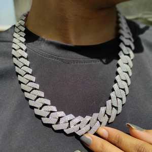 Cadena Cubana de Plata 925 de Alta Calidad de 22mm con Moissanita VVS, Collar Hip Hop Cristiano Miami para Hombre, Joyería Bling para Raperos - Product Image 4