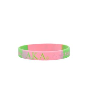 Pulsera de Silicona AKA Rosa y Verde, Ajustable, Accesorio de Joyería de Moda, Colección de Regalos Inspirados en Hermandades - Product Image 2