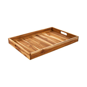 Bandeja de servir de madera maciza negra con asas, plato rectangular de lujo hecho a mano para mesa de centro y otomana, resistente al agua para el hogar - Product Image 2